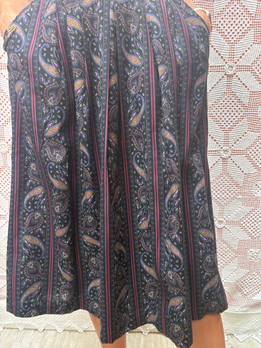 Vintage Paisley Pleated Midi Skirt Sz XS - Picture 5 of 14